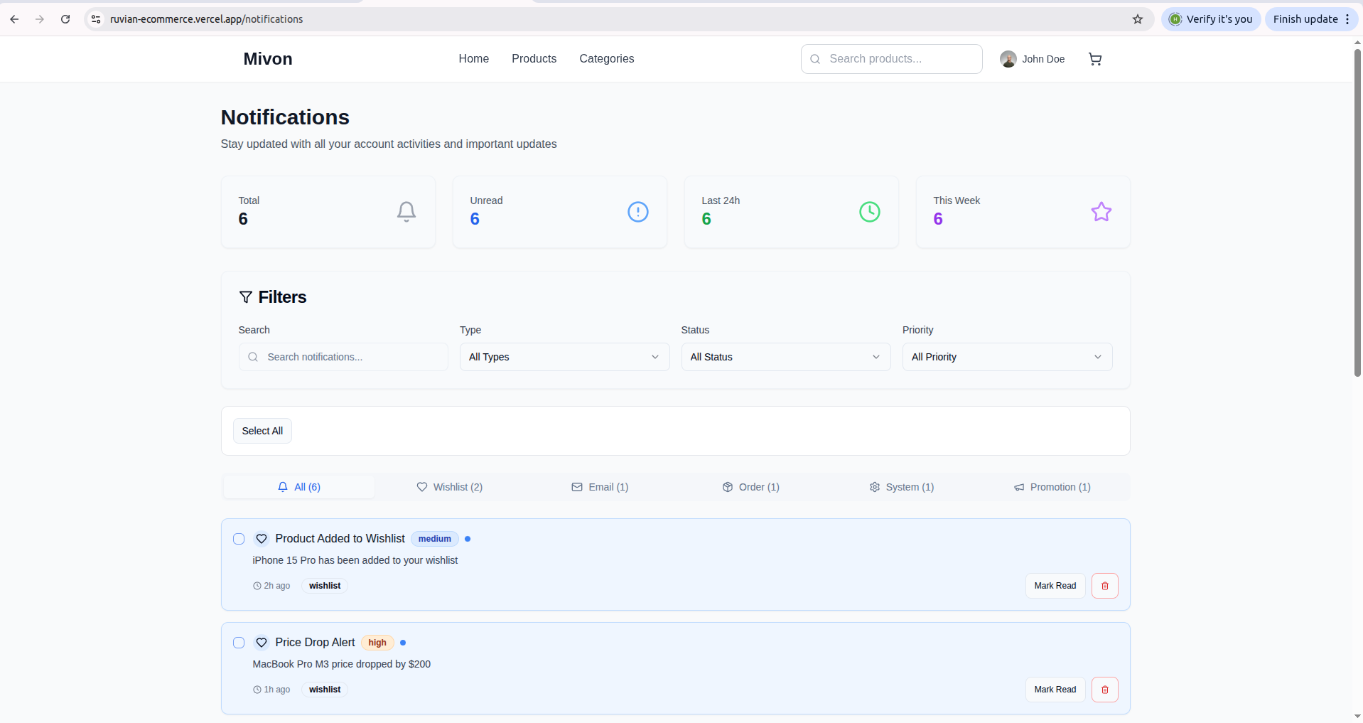 Mivon eCommerce interface 8