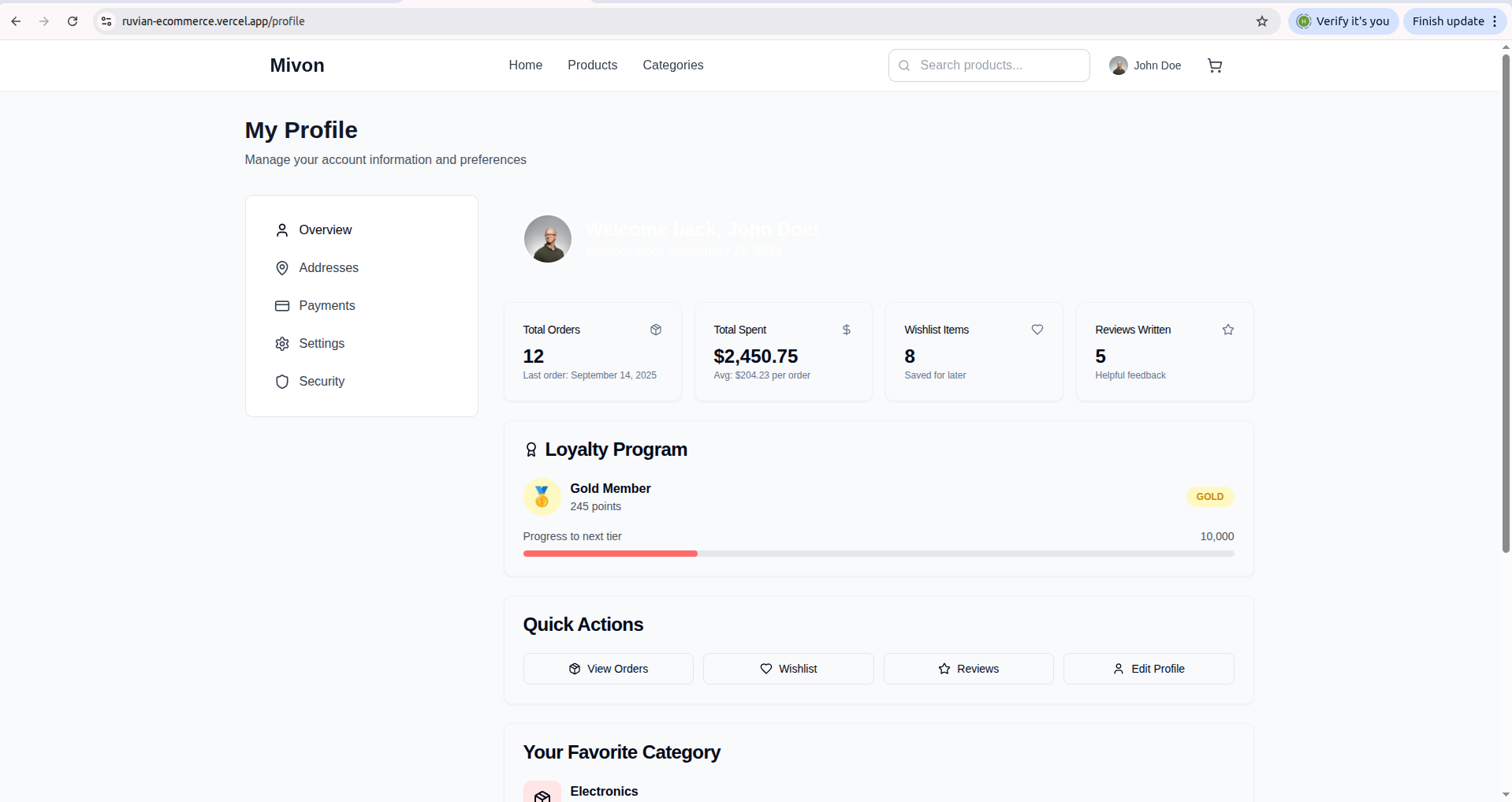 Mivon eCommerce interface 9