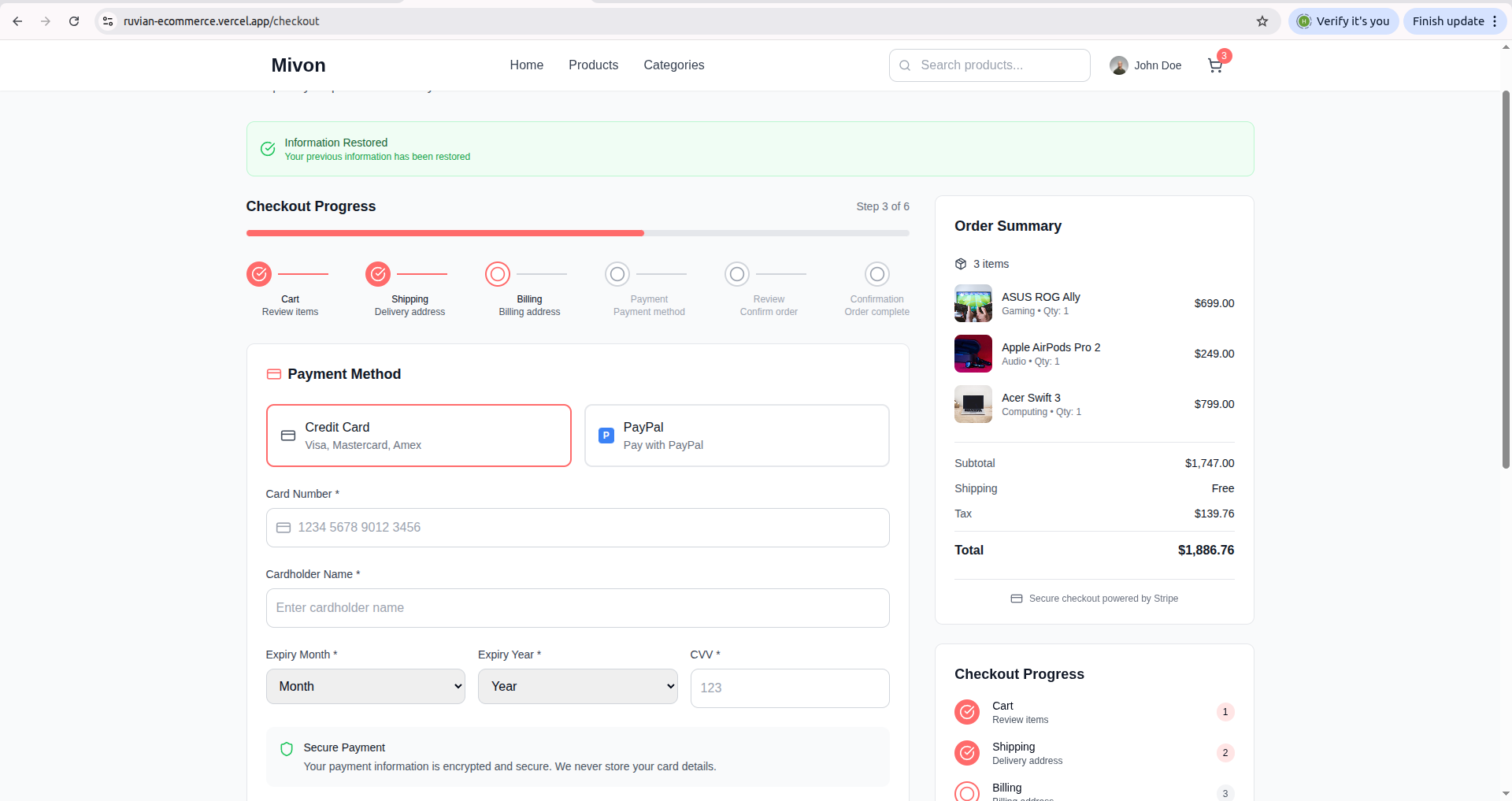 Mivon eCommerce interface 15