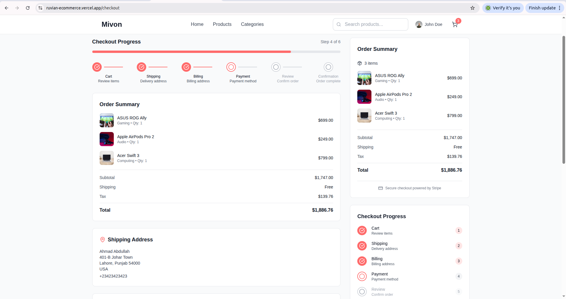 Mivon eCommerce interface 16