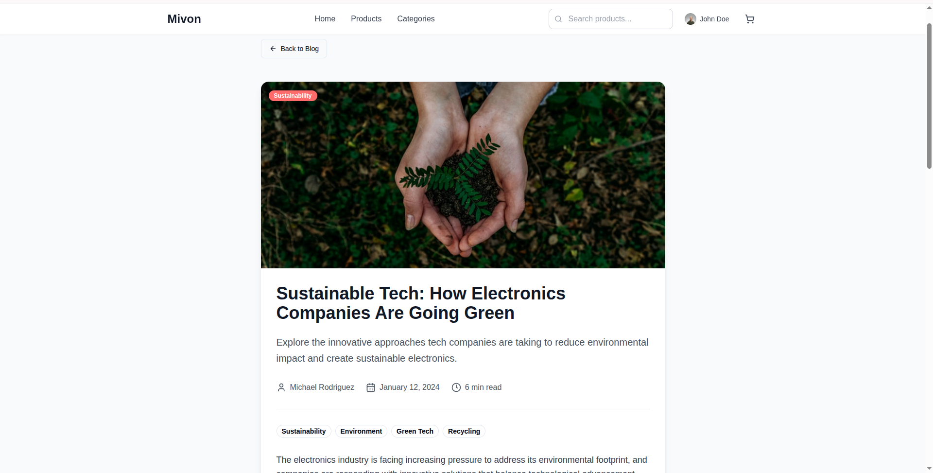 Mivon eCommerce interface 18
