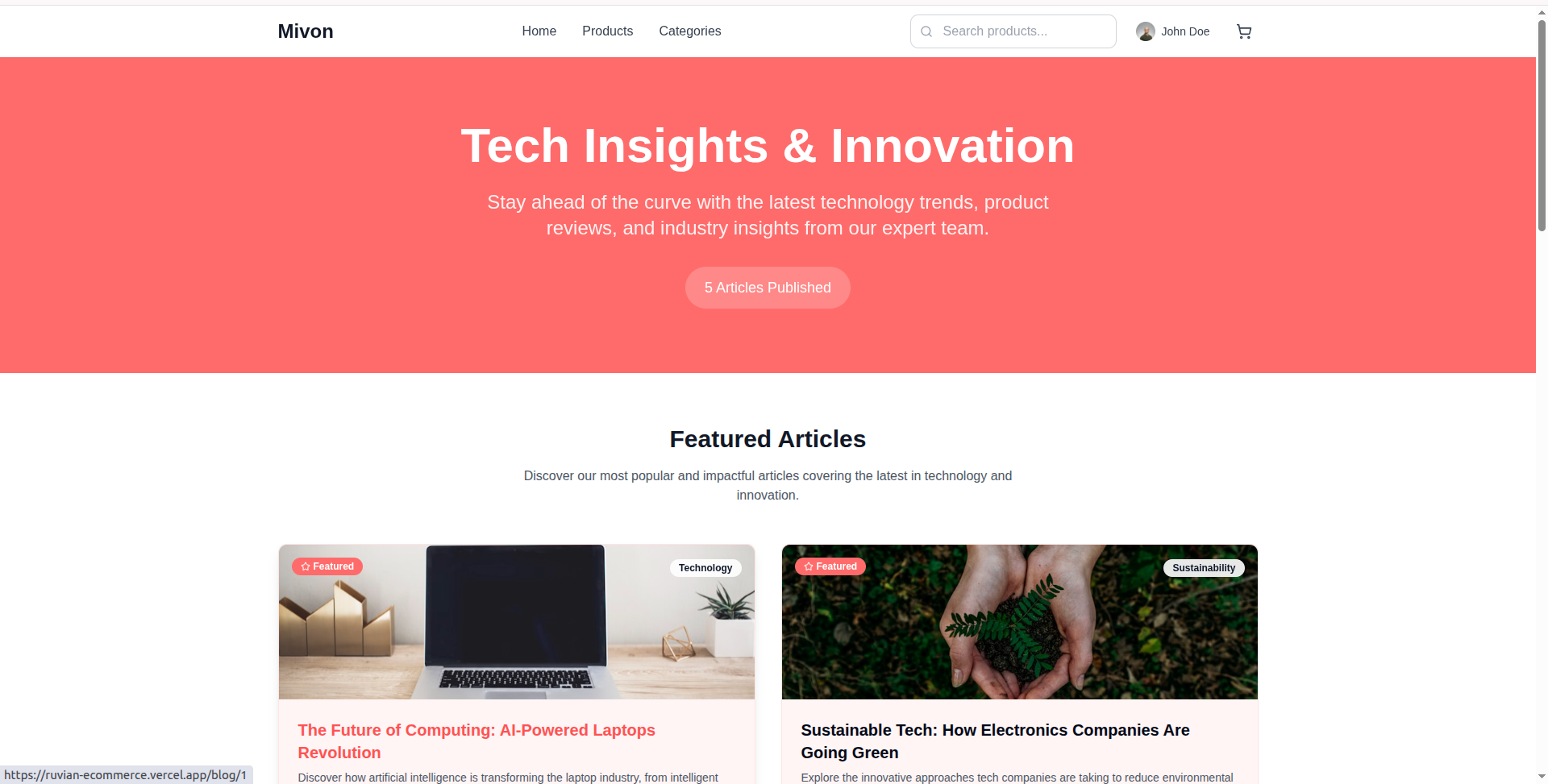 Mivon eCommerce interface 19