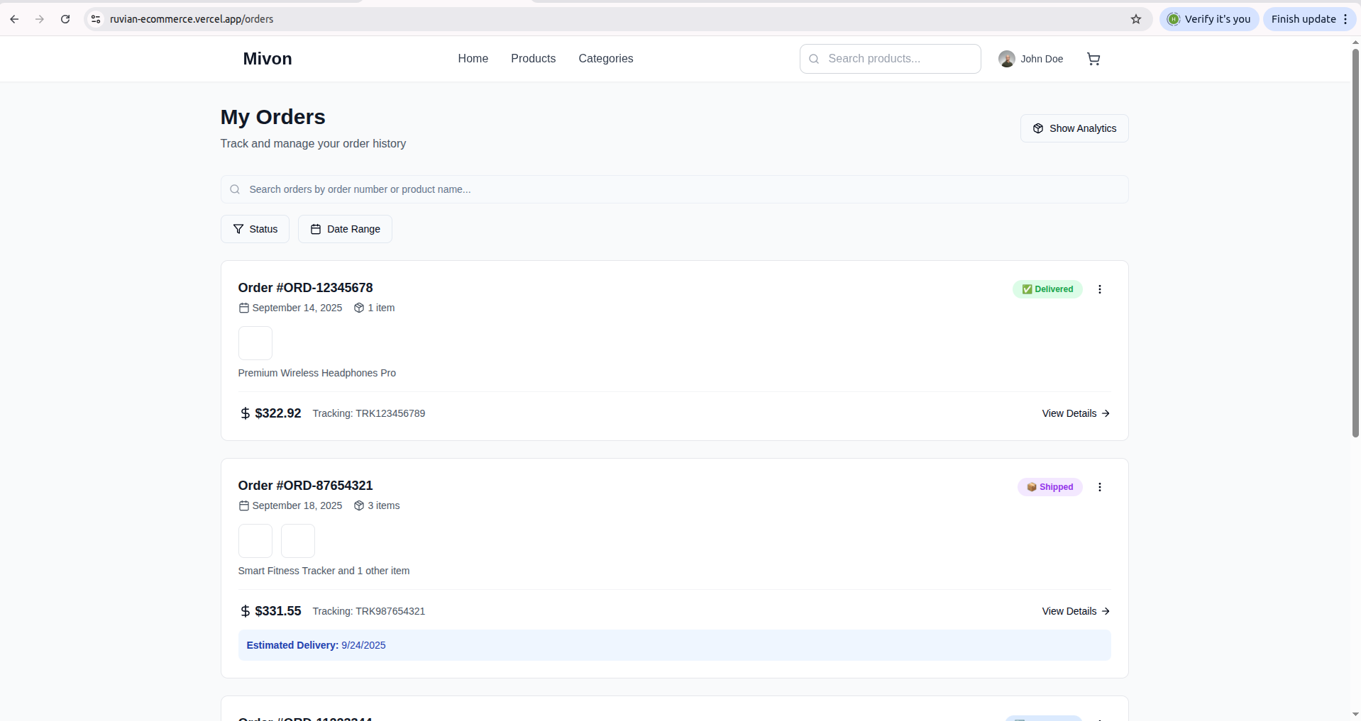 Mivon eCommerce interface 4