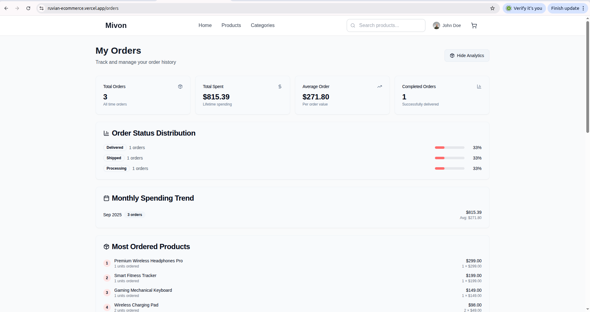 Mivon eCommerce interface 5