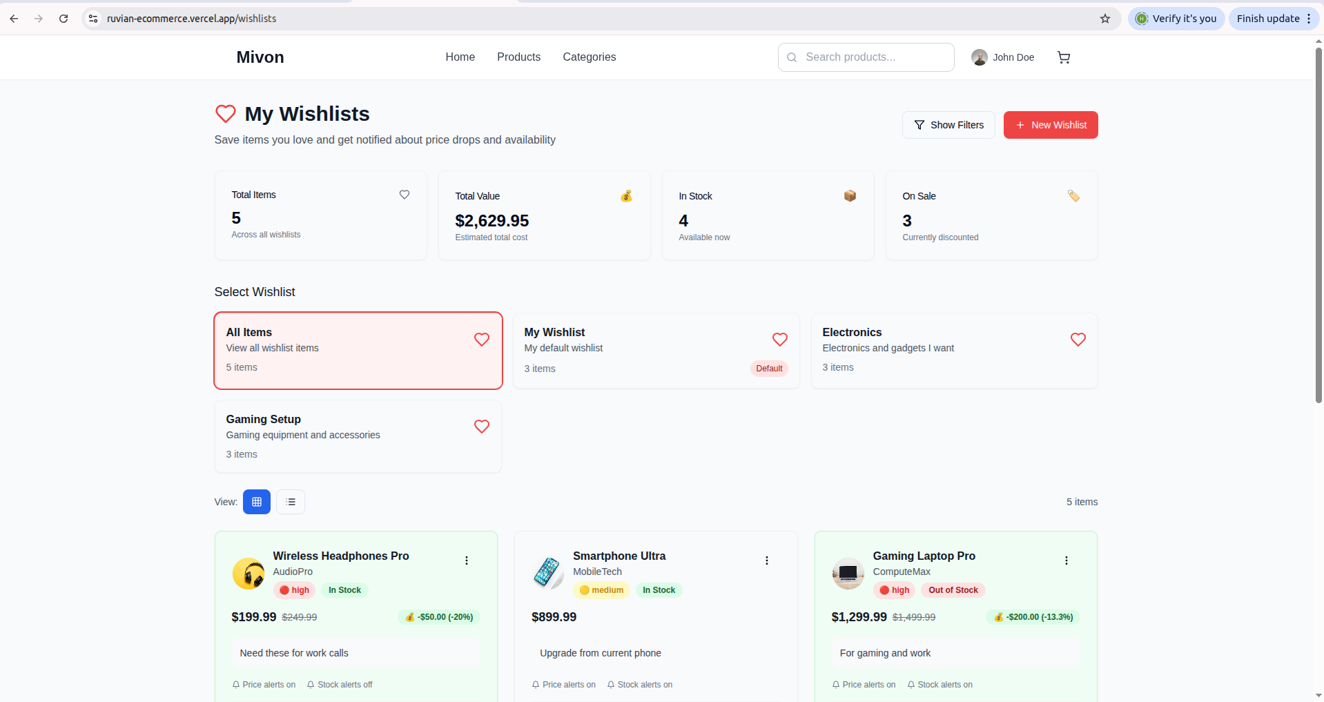 Mivon eCommerce interface 6