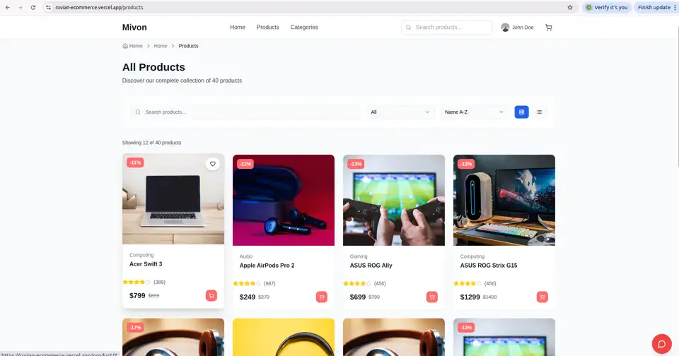 Mivon — Interactive Tech eCommerce Platform