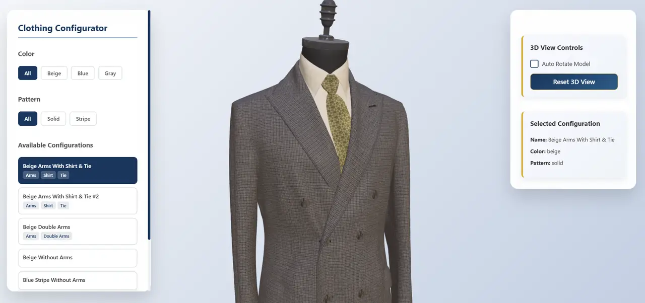 The Solution — Cloth Fabric Configurator Demo